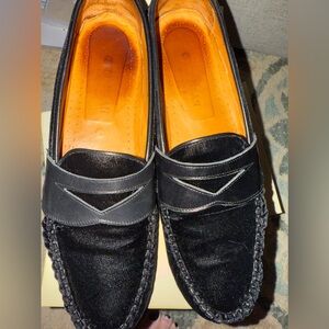 EUC Cole Haan Black velvet driving Loafers